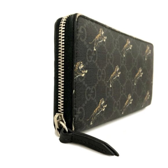 GUCCI GG Supreme Tiger Print PVC Zip Around Long Wallet Black/1BG5451 - Picture 3 of 8